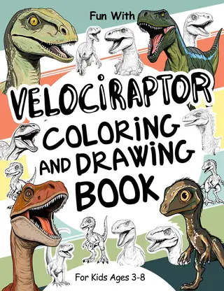 Cover of Velociraptor Coloring and Drawing Book for Kids