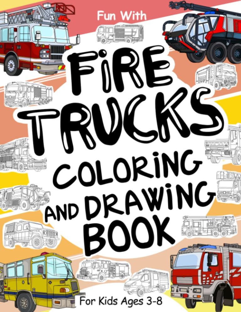 fire trucks fire brigates coloring book cover