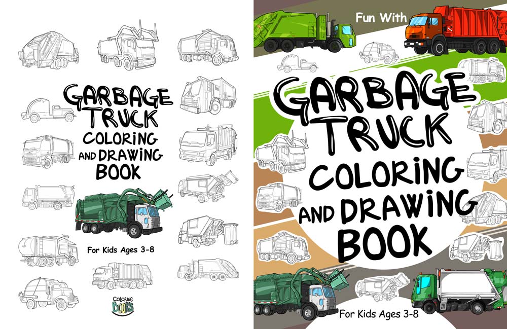Garbage Trucks Coloring Book bin lorry trash tracks