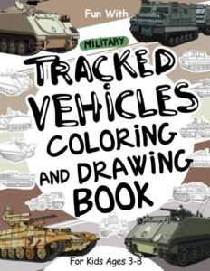 military tracked vehicles colouring book cover