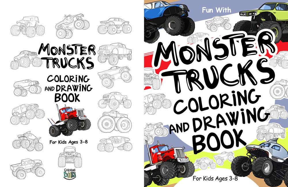 monster truck coloring drawing book pages sheets for kids