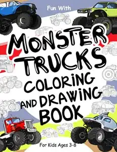 monster trucks colouring and drawing book for kids