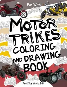 motor trikes colouring and drawing book for kids