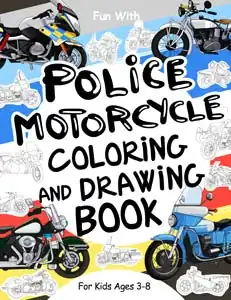 police motorcycle colouring and drawing book for kids