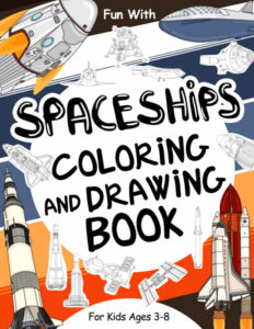 spaceships colouring book cover