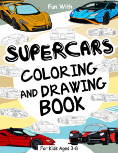 supercars coloring book cover