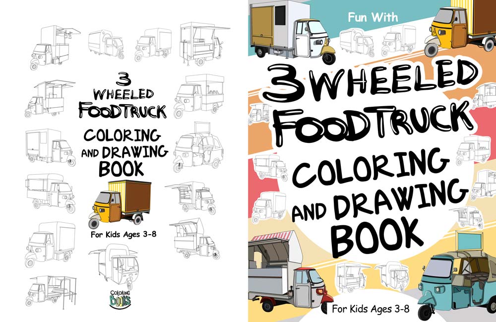 3 Wheeled Food Truck colouring book