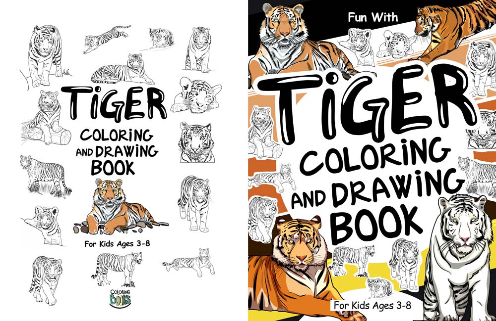 tiger coloring book front back cover