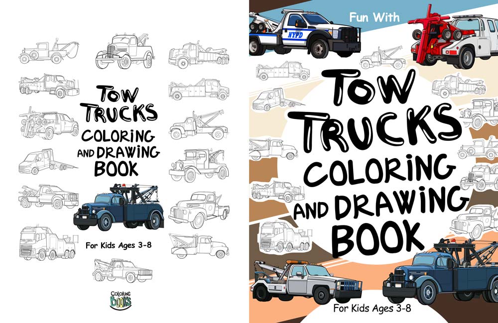 tow trucks coloring drawing book pages sheets for kids