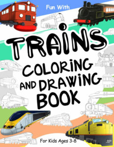 trains coloring book cover