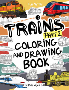 trains coloring drawing book