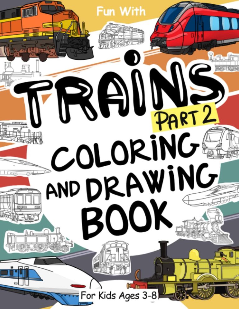 trains part 2 coloring drawing book front cover
