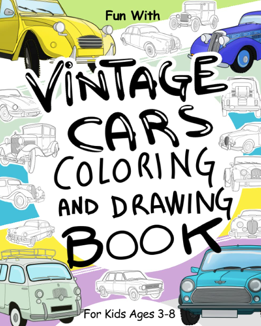 vintage car coloring book cover