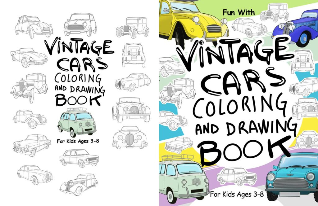 vintage cars coloring drawing book pages sheets for kids