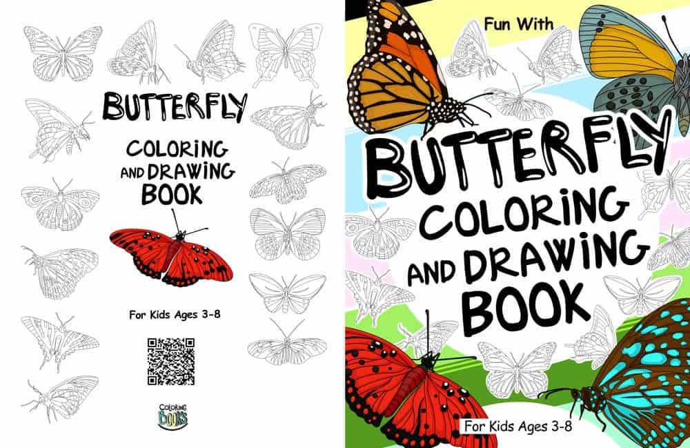 butterfly coloring book front and back cover