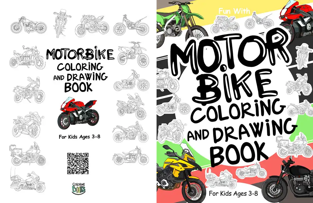 motorbike motorcycles coloring colouring book for kids