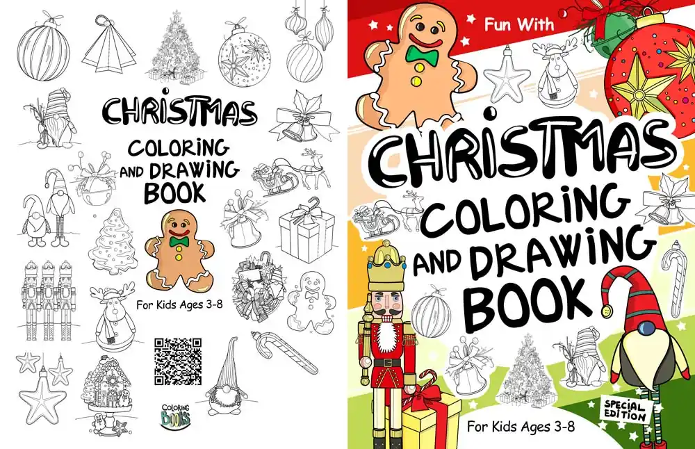 christmast colouring drawing cutting book for kids