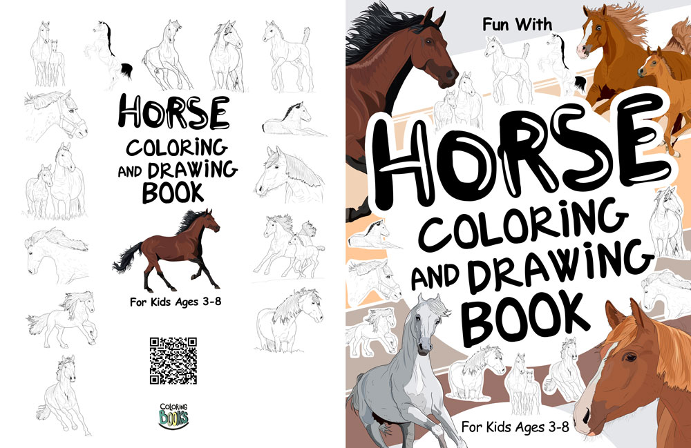 horse coloring and drawing book for kids