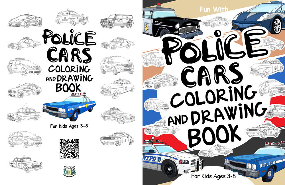 police cars coloring and drawing books