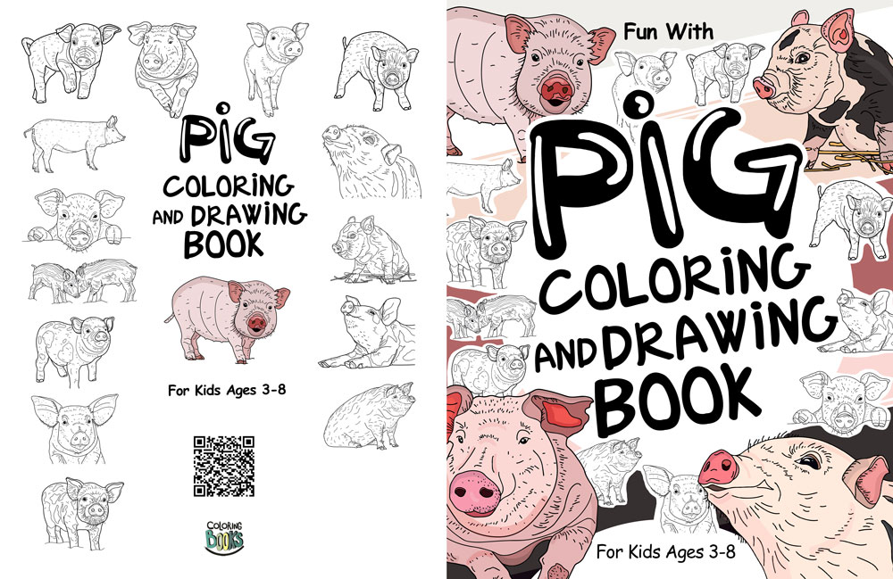 Pig coloring drawing book interior