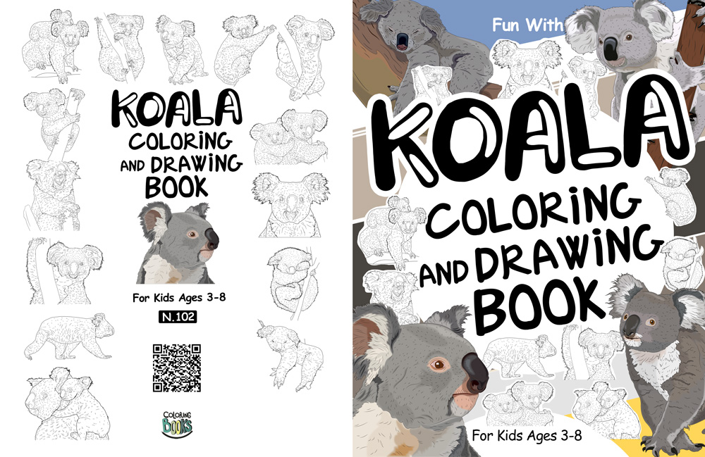 Koala coloring drawing book cover