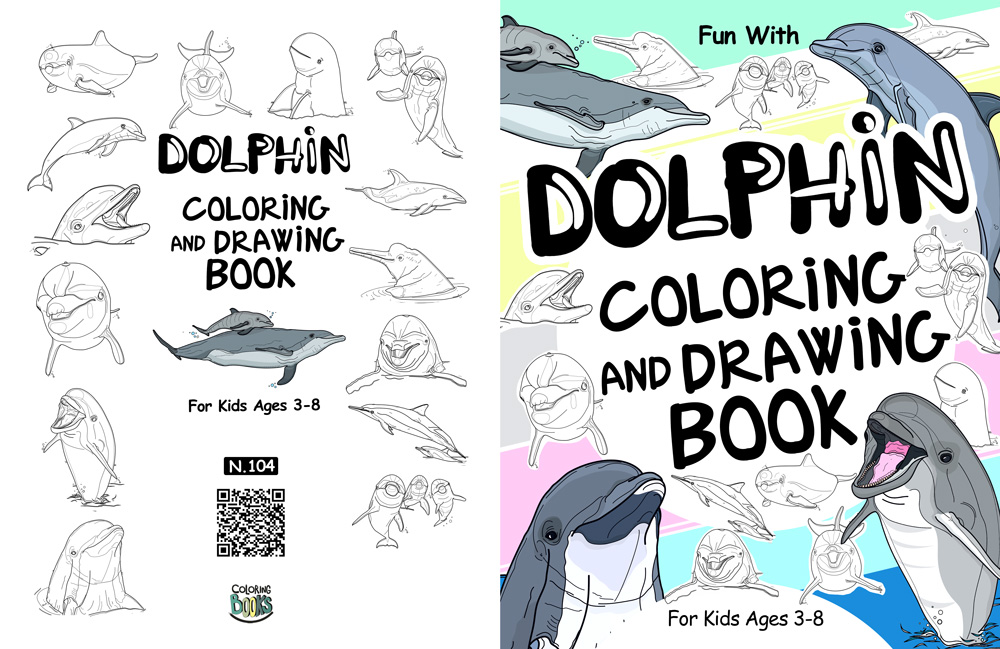 Dolphins Coloring Drawing Book Cover