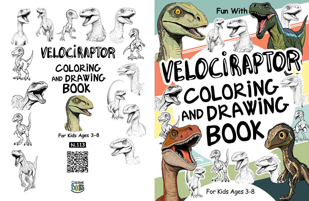 velociraptor dinosaurs coloring and drawing book