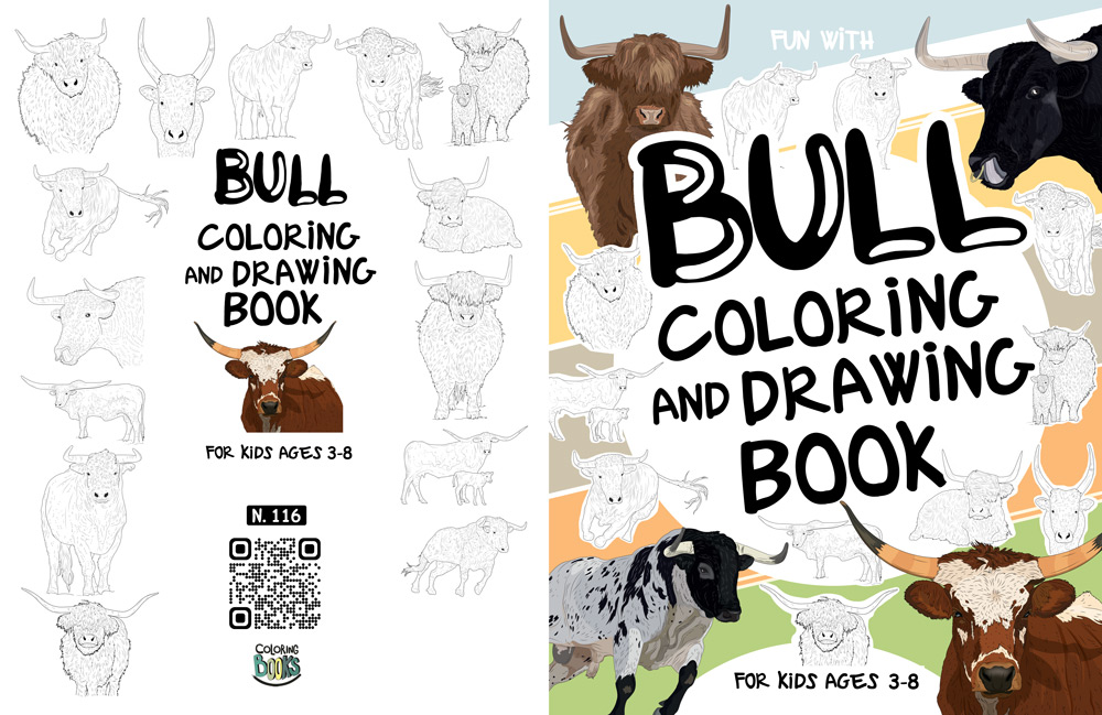 cow bull coloring book