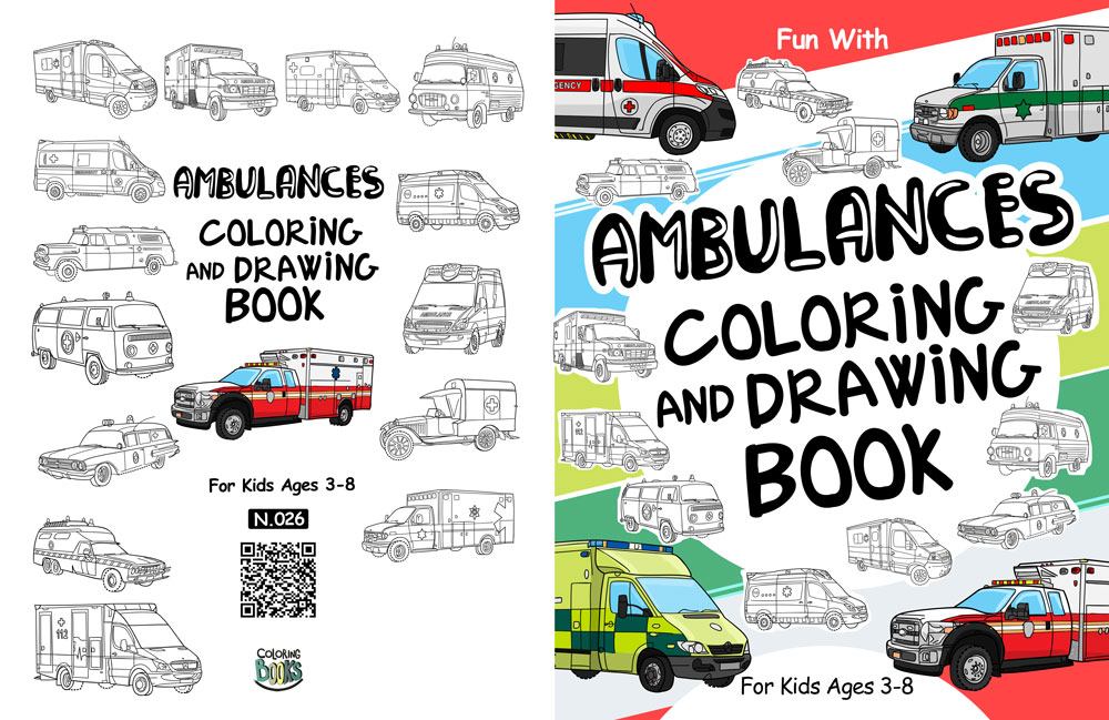 ambulance coloring and drawing book interior