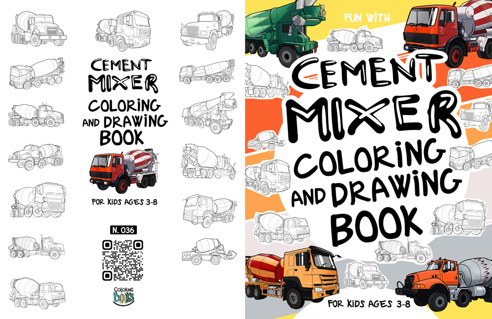 cement mixer coloring and drawing book interior