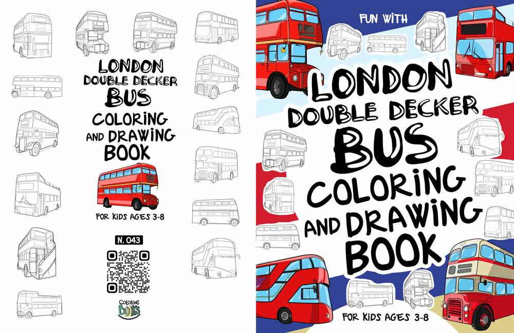 London double decker bus coloring and drawing book interior