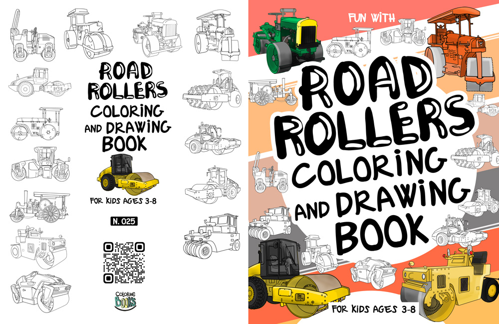 road rollers coloring and drawing book interior