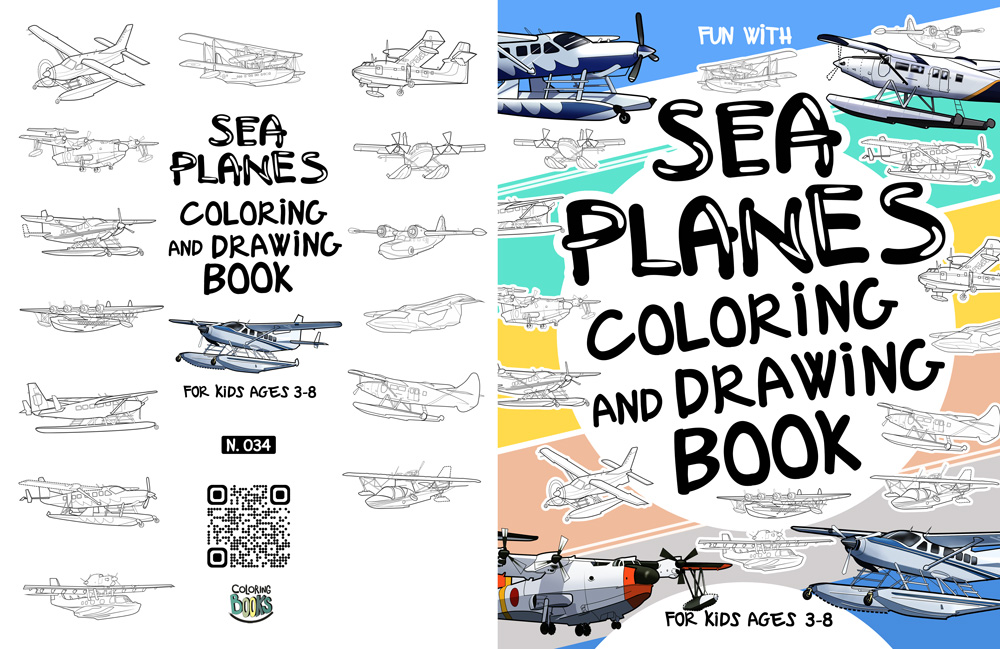 seaplanes coloring drawing book for kids