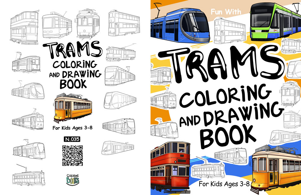 tram coloring drawing book