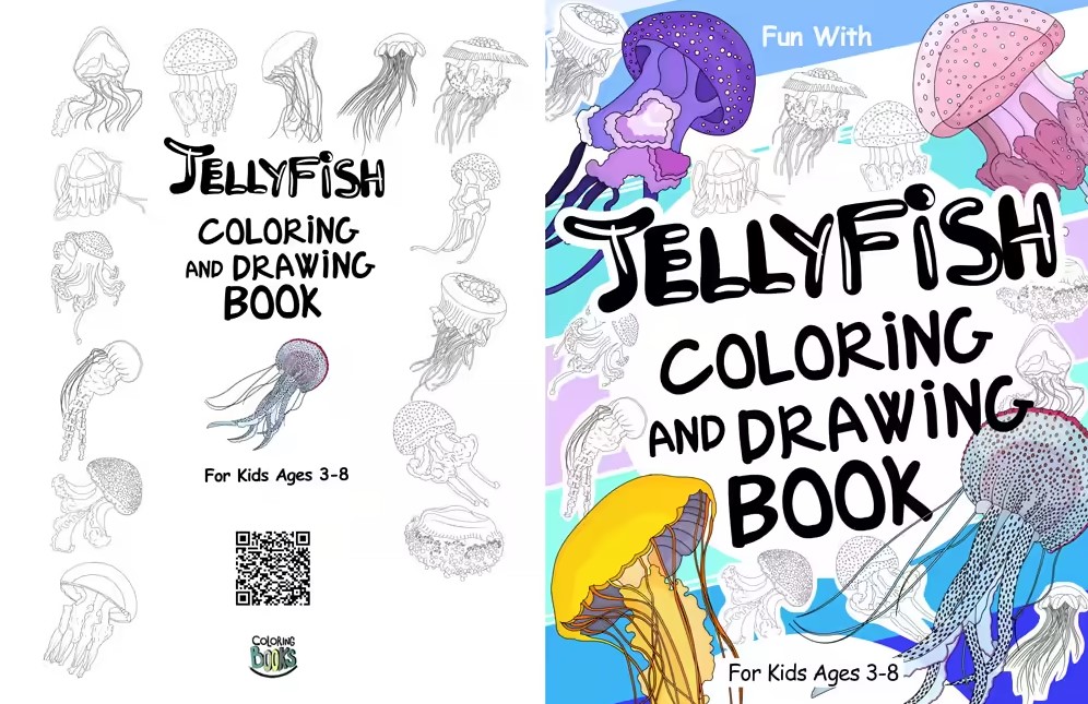 Jellyfish coloring drawing book for kids interior