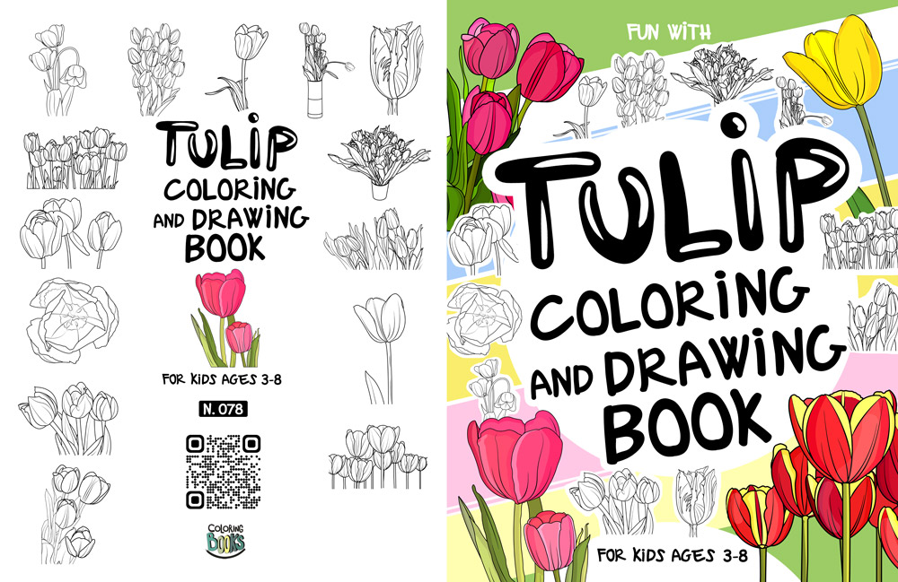 tulip flower coloring drawing book