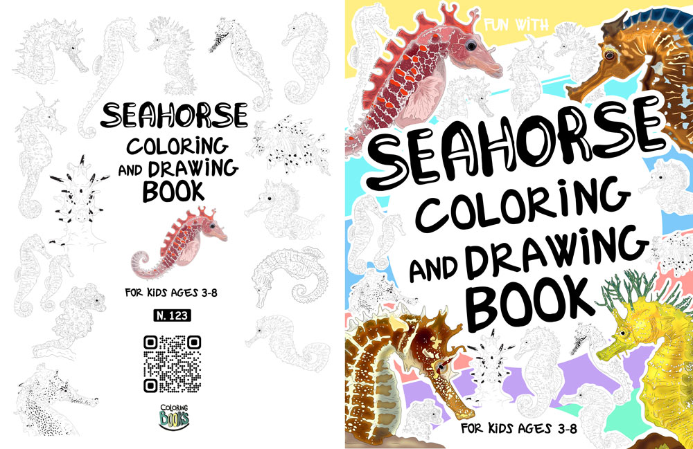 seahorse coloring book interior