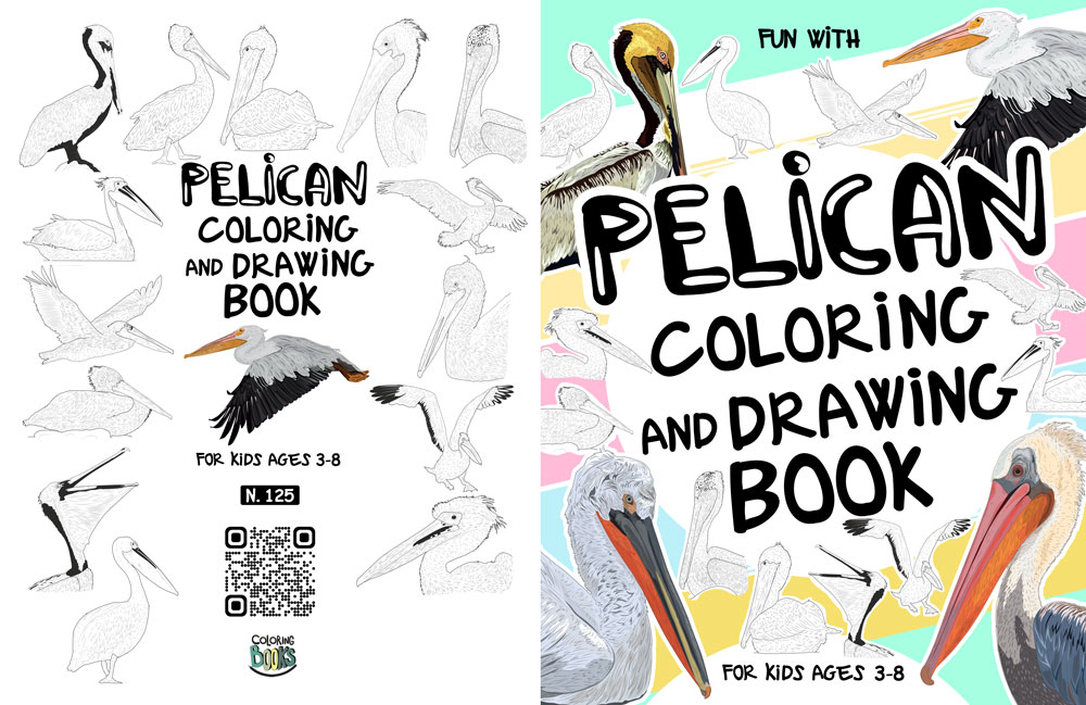 pelican coloring book cover and interior