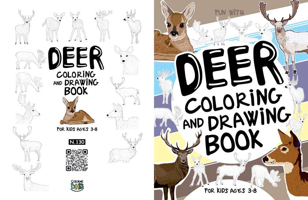 deer coloring book cover and interior