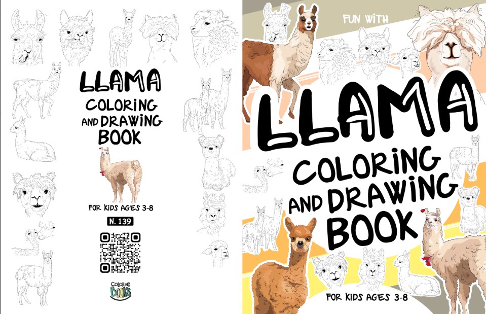 llama coloring and drawing book for kids