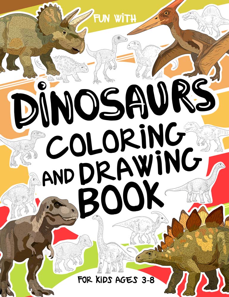 Dinosaurs Coloring and Drawing Book for kids cover