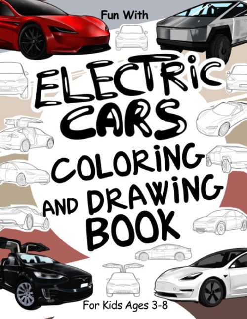 electric cars coloring book cover