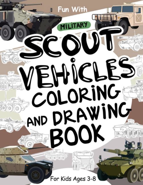 scout vehicles colouring book cover