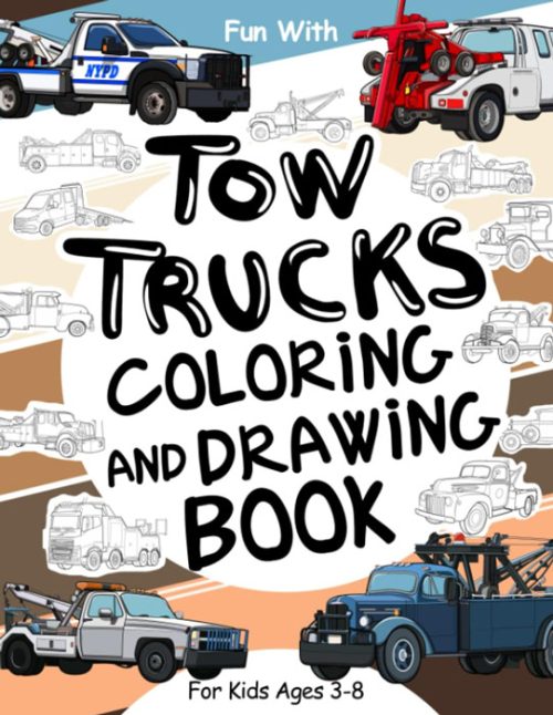 tow truck colouring book cover